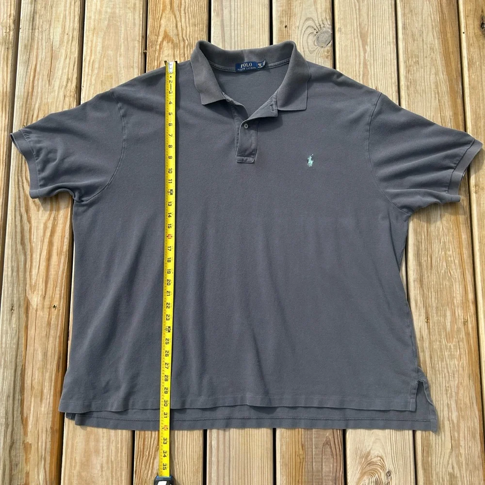 Polo Ralph Lauren Shirt Mens 4XB‎ Gray Polo Faded Wash Cotton Knit Short Sleeve